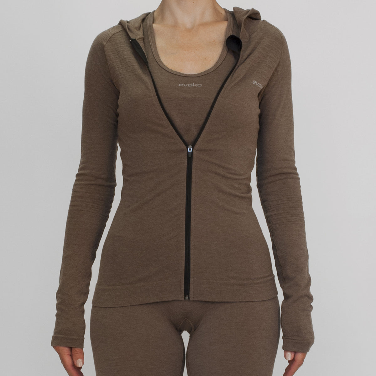 EVOKO LIBELLULA&lt;br&gt;Felpa con zip&lt;br&gt;&lt;i&gt;tortora&lt;/i&gt;